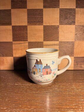 International Stoneware Cup Farm Pattern